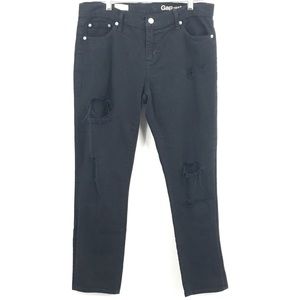Gap Jeans Distressed Cropped Girlfriend Black 30R